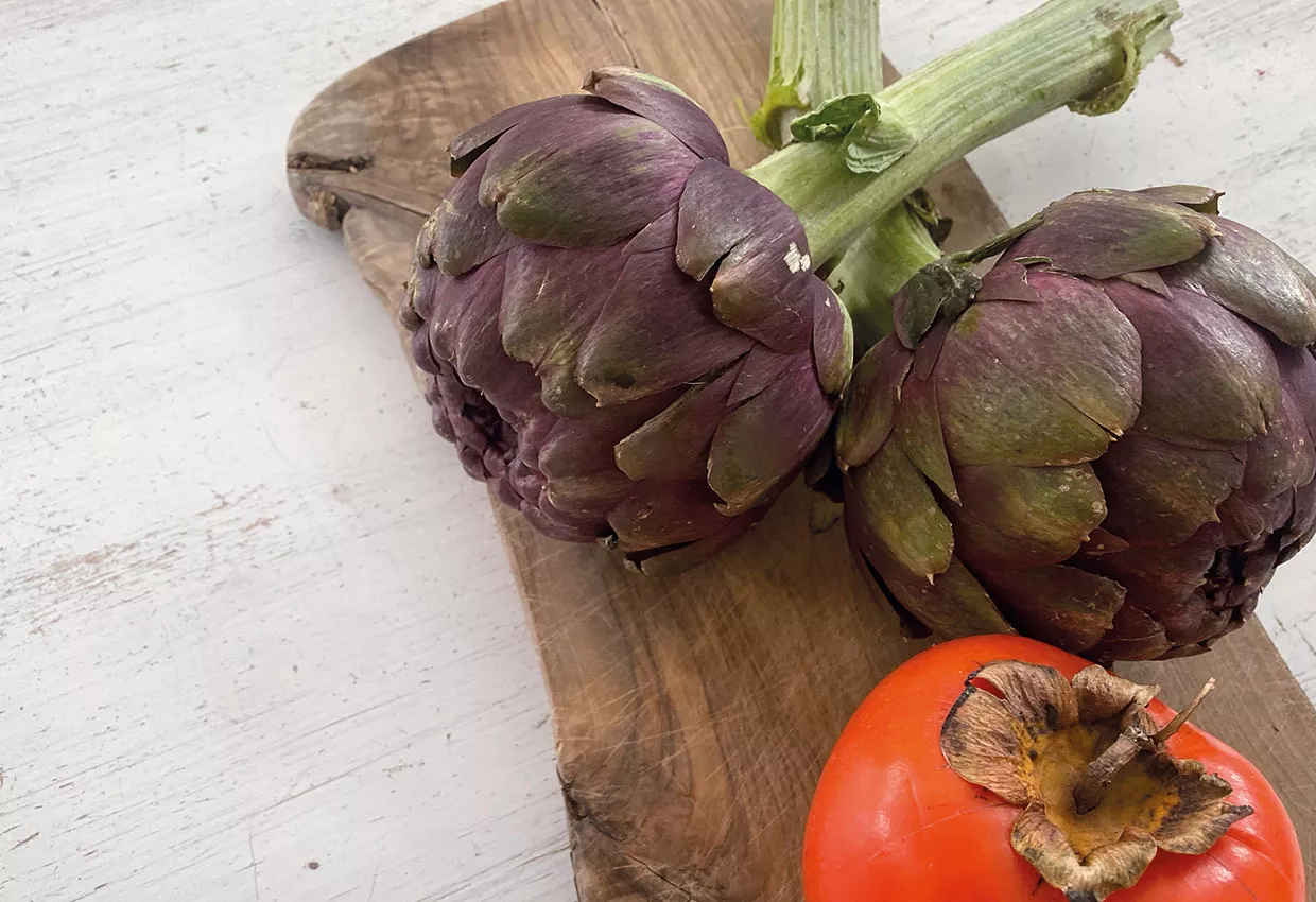 Artischocke,-Kaki,-Rezept.