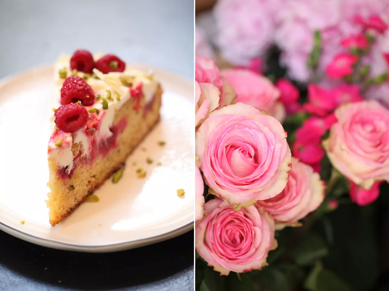 Rosen und Himbeerblondie